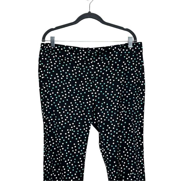 Ann Taylor green and white polka dot ankle pants with black background size 12 - Picture 5 of 13